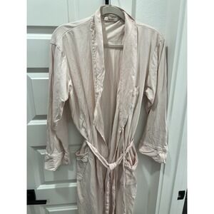 Vintage Victoria's Secret Light Pink Trim Cotton Belted Long Sleeve Women's Robe